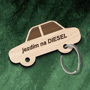 DUBLEZ | Dřevěná klíčenka na auto - Jezdím na diesel