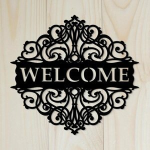 DUBLEZ | Dřevěná tabulka na dveře s nápisem Welcome