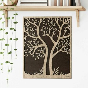 DUBLEZ | Dřevěná dekorace do bytu - strom v rámu