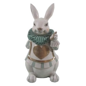 Dekorace králíka se zlatým srdíčkem – 17x14x33 cm