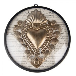 Nástěnná dekorace zlaté antik Srdce – 23x4 cm
