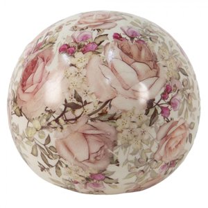 Keramická dekorační koule s růžemi Rosien – 12x11 cm