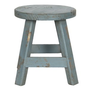 Modrá dekorační stolička s patinou – 16x16x18 cm