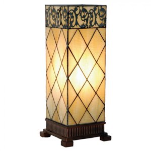 Stolní lampa Tiffany Klaas-Jan béžovo hnědá v art deco stylu – 18x45 cm