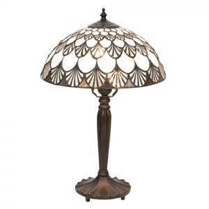 Stolní lampa Tiffany Loek bílo hnědá v art deco stylu – 31x46 cm