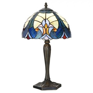 Stolní lampa Tiffany Berniss modrá – 25x40 cm