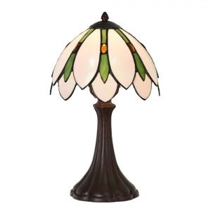 Stolní lampa Tiffany Bartina bílo zelená – 25x42 cm