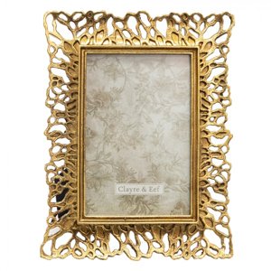 Zlatý fotorámeček Flora s filigránovým motivem – 10x15 cm