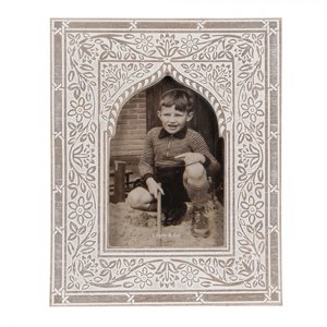 Hnědo bílý fotorámeček Marjan v boho stylu – 10x15 cm