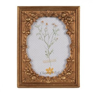 Zlatý fotorámeček Emke s květinovým dekorem – 10x15 cm