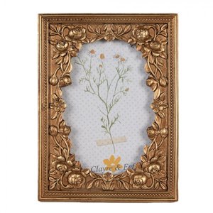 Zlatý fotorámeček Emke s květinovým dekorem – 13x18 cm