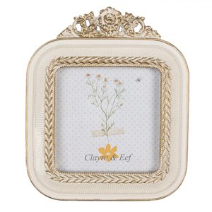 Bílo zlatý fotorámeček Teuna s květinovou aplikací – 9x9 cm