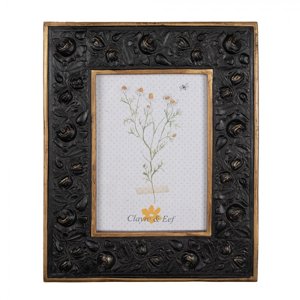 Černo zlatý fotorámeček Rika s dekorem růží – 13x18 cm