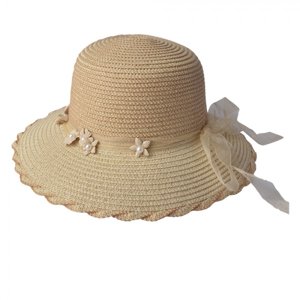 Béžový klobouk se stuhou a kytičkami – Margeaux