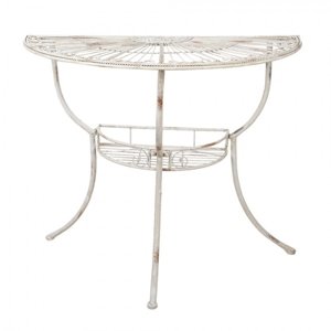 Bílý kovový zdobený nástěnný stůl Beau – 90x48x76 cm