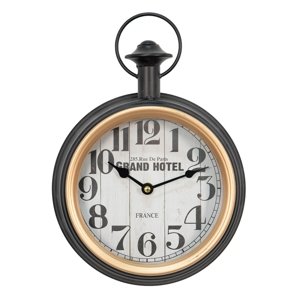 Černé antik nástěnné hodiny ve tvaru stopek Grand Hotel – 22x7x30 cm