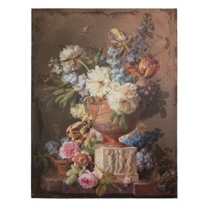 Vintage obraz Váza s květinami – 60x3x80 cm