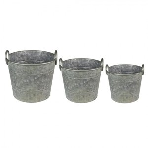 3ks plechové zinkové antik obaly na květináče – 32x25 /  29x23 /  26x21 cm