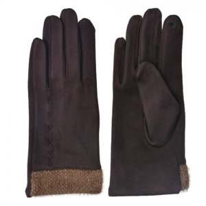 Černé zimní rukavice s lemem a vyšívaným vzorkem – 8x24 cm