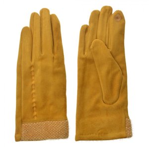 Okrové dámské rukavice s výšivkou – 8x24 cm