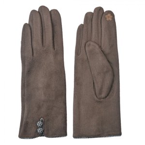 Hnědé dámské rukavice s knoflíky – 8x24 cm