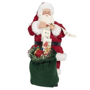 Vánoční dekorace Santa s pytlem vánočních dárků – 17x13x28 cm