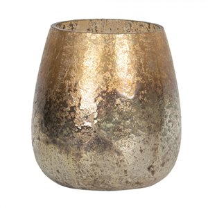 Stříbrno-zlatý skleněný svícen – 11x14 cm