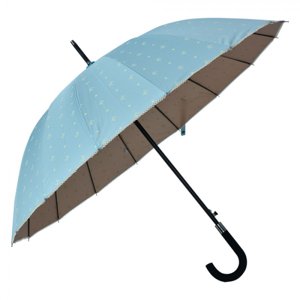 Světle modrý deštník s puntíky a mašličkami – 98 cm