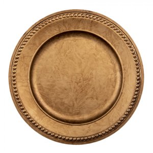 Zlato-hnědý plastový talíř s dekorem – 33x2 cm