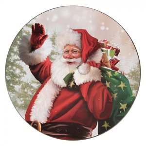 Plastový vánoční kulatý podnos/talíř Santa – 33x1 cm