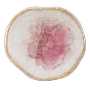Bílo-růžová antik úchytka s béžovým okrajem a popraskáním Azue – 4x7 cm