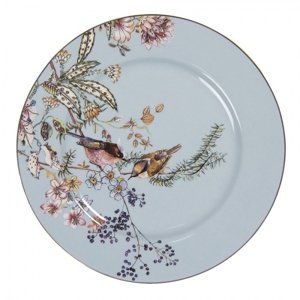 Modrý dezertní talířek s ptáčky Jolien – 20x2 cm