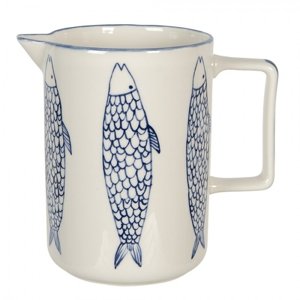 Keramický džbán s modrým dekorem ryb Nadiya – 1500 ml