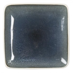 Šedomodrý čtvercový keramický talíř – 27x3 cm