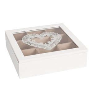 Krabička na čaj s dekorem srdce -24*24*7 cm – 24x24x7 cm