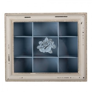 Modro-bílá krabička na čaj  Charlette – 32x26x9 cm