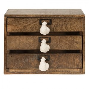 Dřevěná dekorační mini komoda se šuplíčky Chick Robinette – 29x14x22 cm