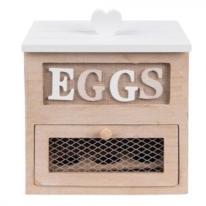 Hnědá dřevěná skříňka na vajíčka ok – 18x9x20 cm