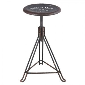 Kovová vytáčení stolička Bistro De Paris s patinou – 39x36x45-65 cm
