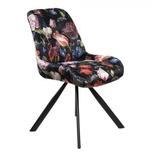 Květovaná polstrovaná židle s kovovými nohami Parterre – 51x60x85 cm