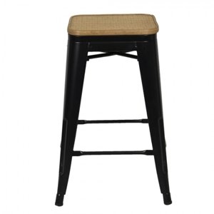 Černá barová stolička Sergio s ratanovou výpletí – 31x31x62 cm