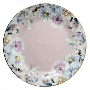 Porcelánový dezertní talířek s květinami Flowers – 18x2 cm