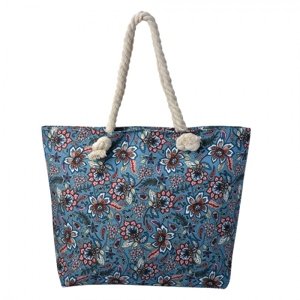 Modrá plážová taška s květy Fleuri – 43x3x33 cm