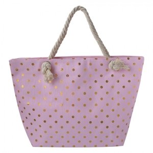 Růžová plážová taška se zlatými puntíky Pointé – 56x7x37 cm