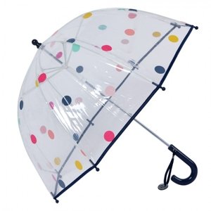 Průhledný deštník pro děti s černým držadlem a puntíky – 50 cm