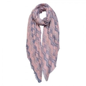 Růžovo modrý šátek s potiskem imitace hadí kůže – 90x180 cm
