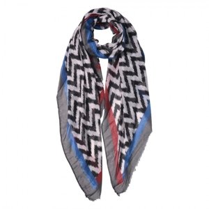 Šedo modro černý šátek s potiskem – 90x180 cm