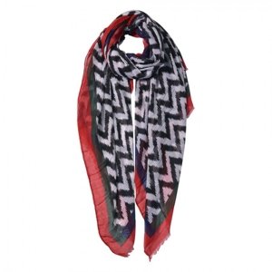 Červeno černo bílý šátek se vzorem – 90x180 cm