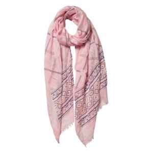 Růžový šátek s ornamenty – 70x180 cm