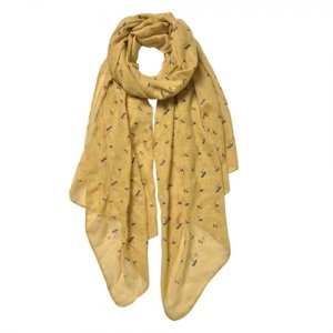 Žlutý šátek s drobnými květy – 70x180 cm